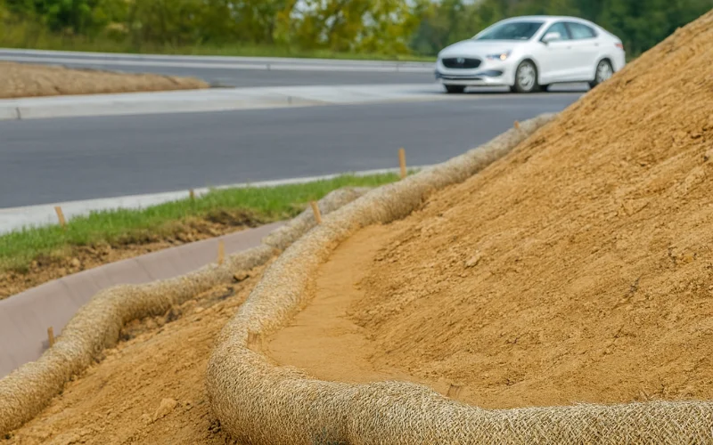 coir log supporting streambank