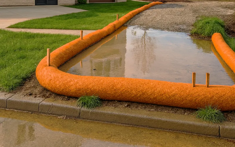 compost filter sock for stormwater filtration and control