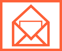 Orange and white colored email icon